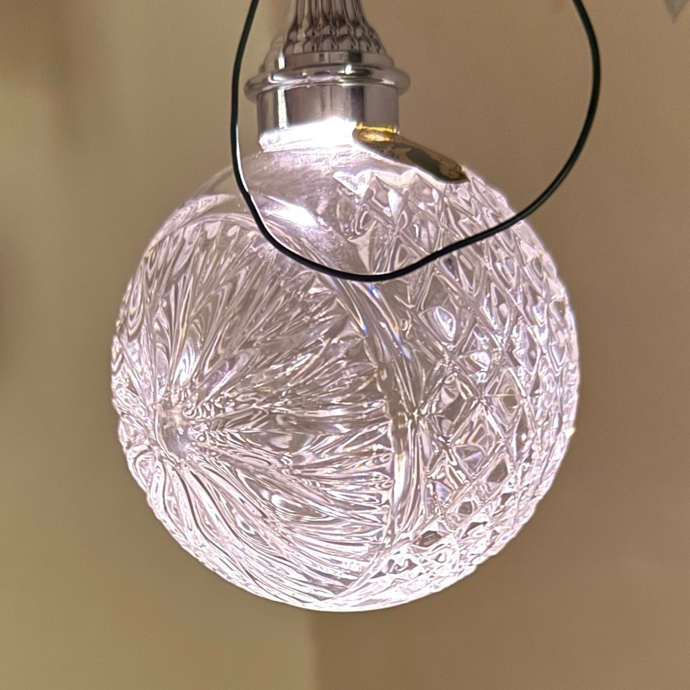 Waterford Crystal Lismore Lighted Christmas Ornament Clear Glass Sphere Silver